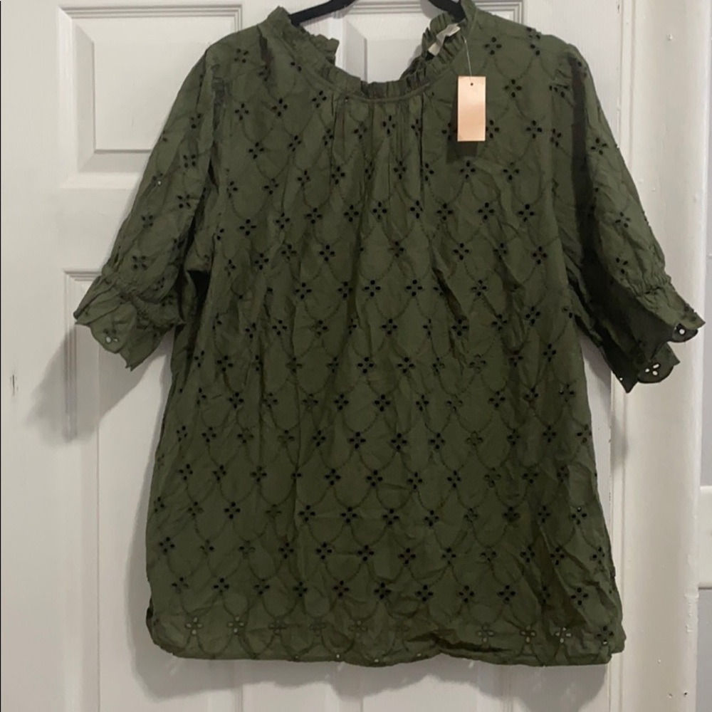 Loft Plus Green Peephole Blouse